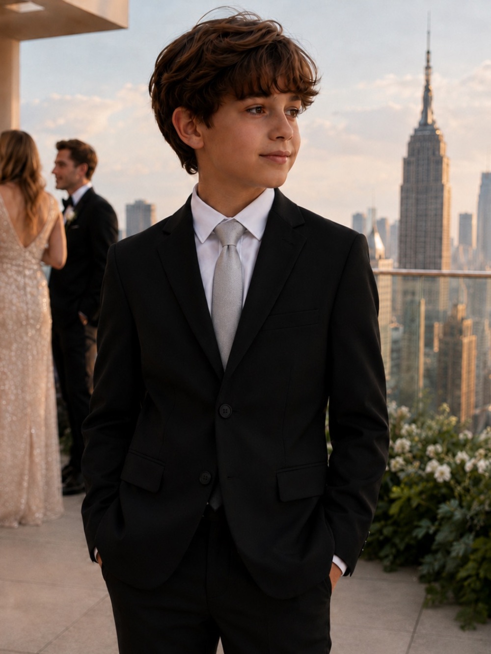 NWT Tommy Hilfiger Boys Black Suit Jacket Blazer Wedding Formal Special Occasion
